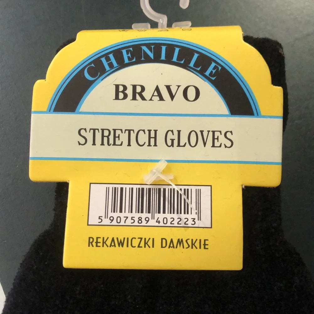 NEW Bravo Chenille Winter Stretch Gloves, Black